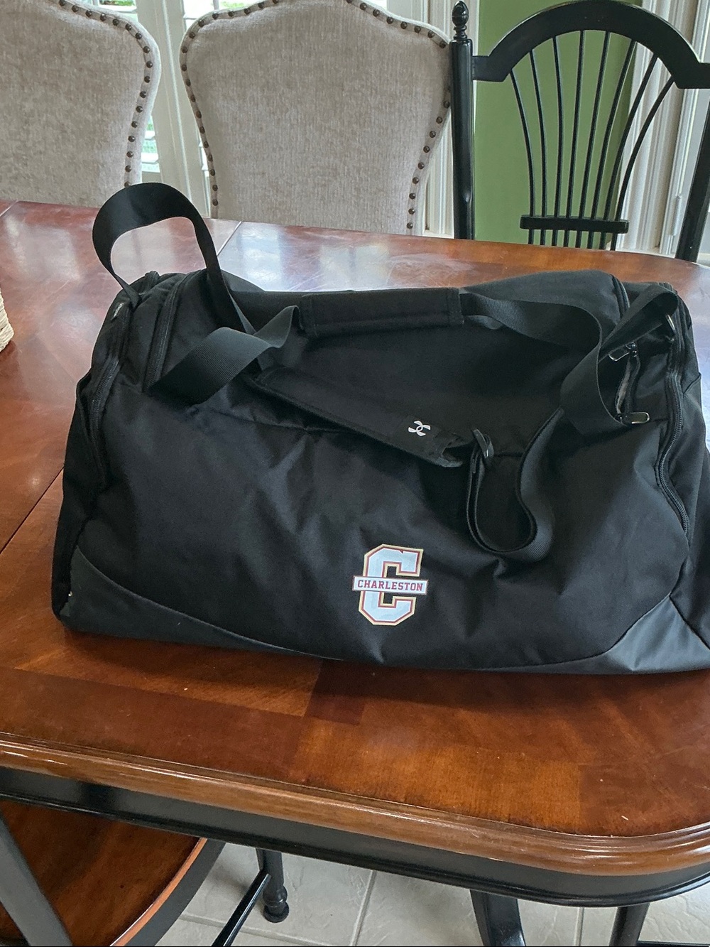 College of Charleston Under Armour Black Duffel Bag - Large Travel & Gym Tote